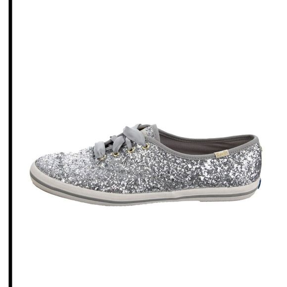 Keds For Kate Spade New York Glitter Sneakers  - Size 7 - Silver/ Gray - Picture 1 of 11